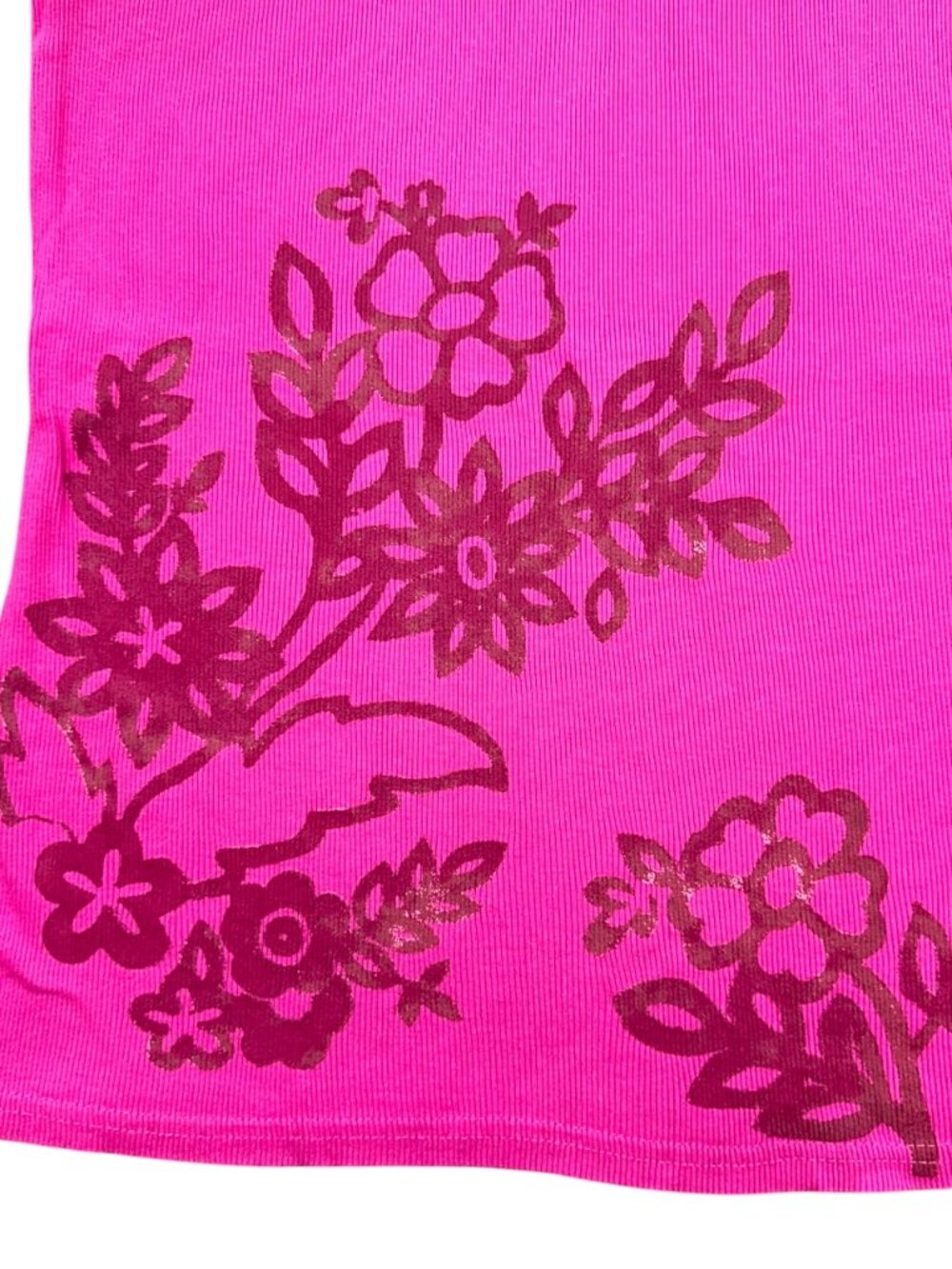 Basic Editions Hot Pink Ribbed Graphic Tank Top - Picture 5 of 7